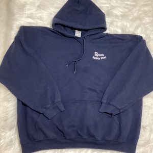 Men’s Blue Hoodie Sweatshirt with PEYTON’S SAFETY FIRST” print